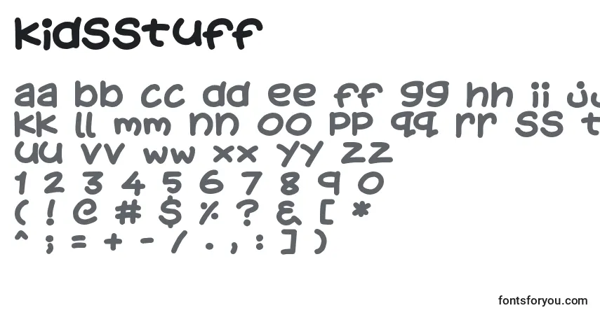 A fonte KidsStuff (131628) – alfabeto, números, caracteres especiais