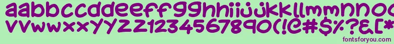 KidsStuff-Schriftart – Violette Schriften auf grünem Hintergrund