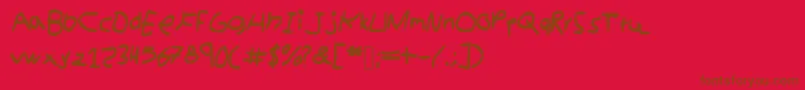 フォントkidswriting – 赤い背景に茶色の文字