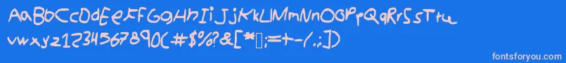 kidswriting Font – Pink Fonts on Blue Background