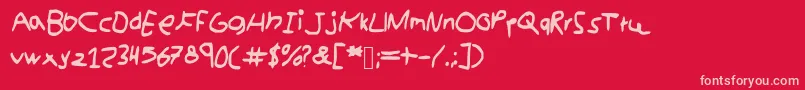 Fonte kidswriting – fontes rosa em um fundo vermelho