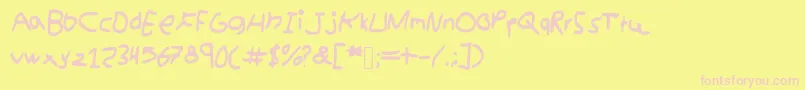kidswriting Font – Pink Fonts on Yellow Background
