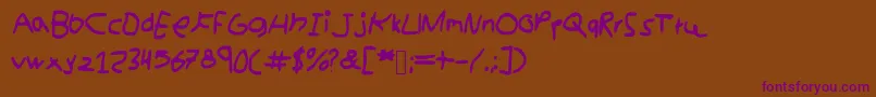 Weitere Informationen zur kidswriting-Schriftart kidswriting-Schriftart – Violette Schriften auf braunem Hintergrund