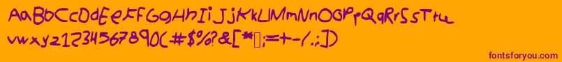kidswriting Font – Purple Fonts on Orange Background