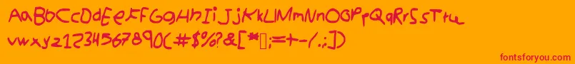 kidswriting-fontti – punaiset fontit oranssilla taustalla