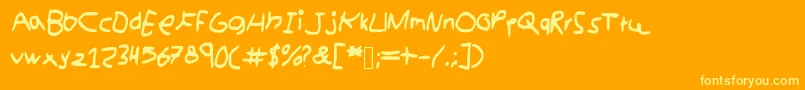 kidswriting Font – Yellow Fonts on Orange Background