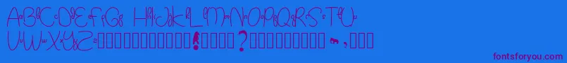 Kidtoy-Schriftart – Violette Schriften auf blauem Hintergrund