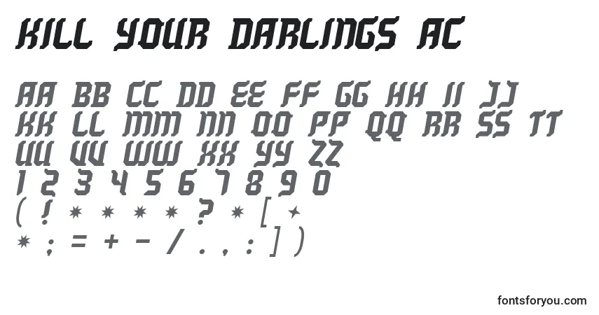 Czcionka Kill your darlings AC (131635) – alfabet, cyfry, specjalne znaki