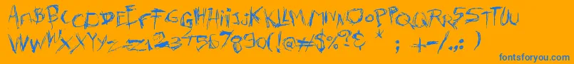 Killer s Move-Schriftart – Blaue Schriften auf orangefarbenem Hintergrund