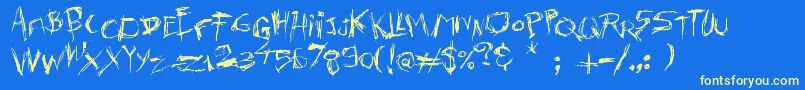 Killer s Move-Schriftart – Gelbe Schriften auf blauem Hintergrund