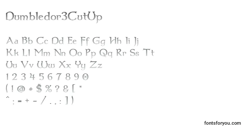 Czcionka Dumbledor3CutUp – alfabet, cyfry, specjalne znaki