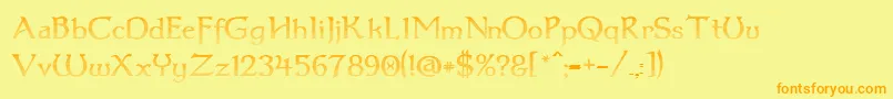 Fonte Dumbledor3CutUp – fontes laranjas em um fundo amarelo