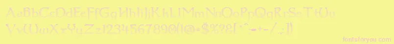 Dumbledor3CutUp-Schriftart – Rosa Schriften auf gelbem Hintergrund