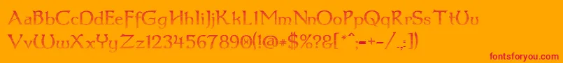 Dumbledor3CutUp Font – Red Fonts on Orange Background