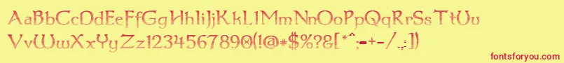 Dumbledor3CutUp Font – Red Fonts on Yellow Background