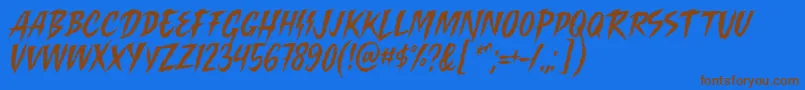 フォントKilling Harmonic Font by Keithzo 7NTypes – 茶色の文字が青い背景にあります。