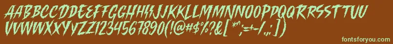 Шрифт Killing Harmonic Font by Keithzo 7NTypes – зелёные шрифты на коричневом фоне
