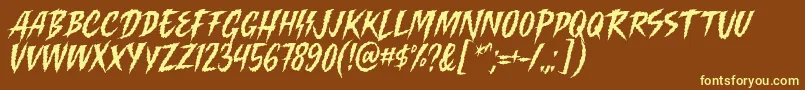 Killing Harmonic Font by Keithzo 7NTypes-fontti – keltaiset fontit ruskealla taustalla