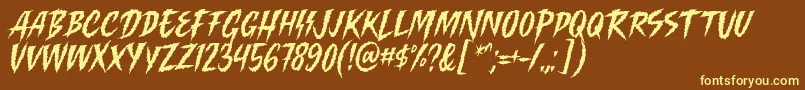 フォントKilling Harmonic Font by Keithzo 7NTypes – 黄色のフォント、茶色の背景