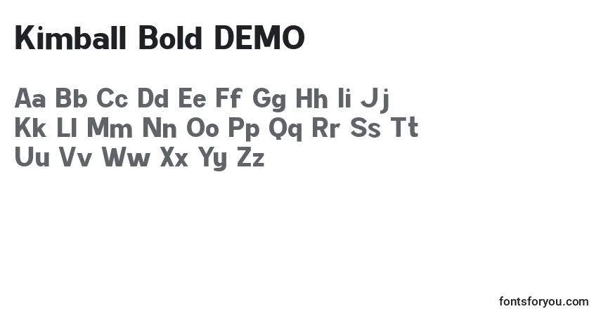 Шрифт Kimball Bold DEMO – алфавит, цифры, специальные символы