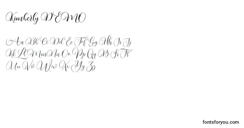 Schriftart Kimberly DEMO – Alphabet, Zahlen, spezielle Symbole