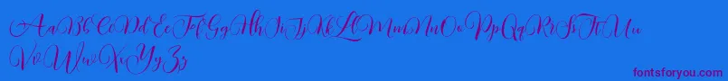 Kimberly DEMO-Schriftart – Violette Schriften auf blauem Hintergrund