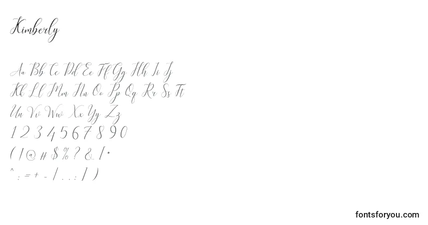 Czcionka Kimberly – alfabet, cyfry, specjalne znaki