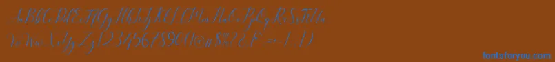 Kimberly Font – Blue Fonts on Brown Background