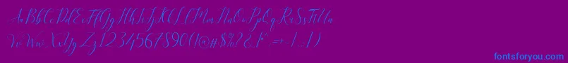 Kimberly Font – Blue Fonts on Purple Background
