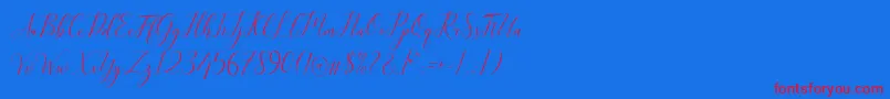 Kimberly Font – Red Fonts on Blue Background