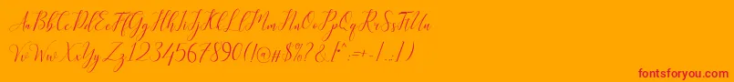 Kimberly Font – Red Fonts on Orange Background