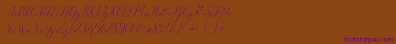 Kimberly-Schriftart – Violette Schriften auf braunem Hintergrund