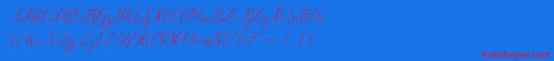 Kimberly Font – Red Fonts on Blue Background
