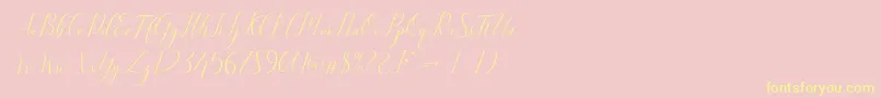Kimberly Font – Yellow Fonts on Pink Background