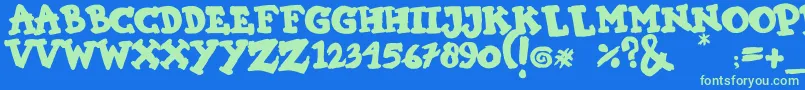 KIMI HIMI Font – Green Fonts on Blue Background