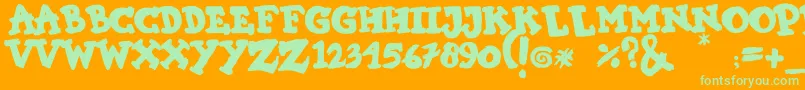 KIMI HIMI-Schriftart – Grüne Schriften auf orangefarbenem Hintergrund