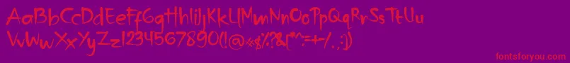 kin funny-Schriftart – Rote Schriften auf violettem Hintergrund