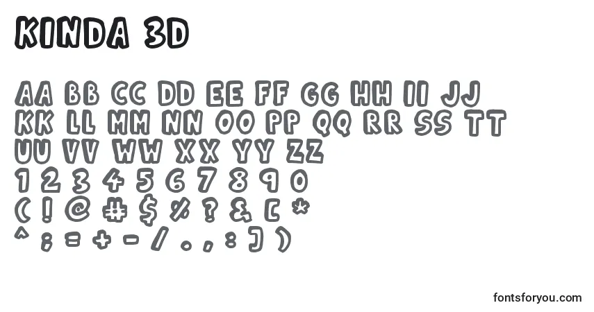 Schriftart Kinda 3D (131653) – Alphabet, Zahlen, spezielle Symbole