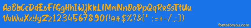 Fonte kinder Boy font – fontes laranjas em um fundo azul