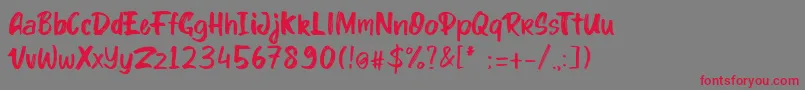 フォントkinder Boy font – 赤い文字の灰色の背景