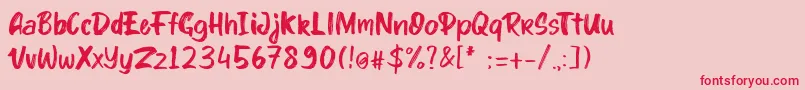 Шрифт kinder Boy font – красные шрифты на розовом фоне