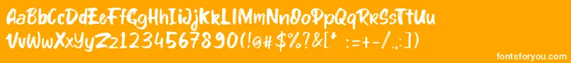 Шрифт kinder Boy font – белые шрифты на оранжевом фоне
