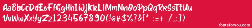 Fonte kinder Boy font – fontes brancas em um fundo vermelho