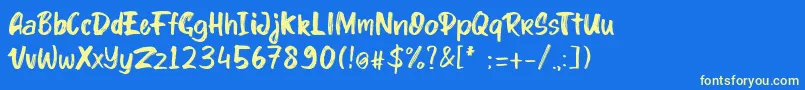 kinder Boy font Font – Yellow Fonts on Blue Background