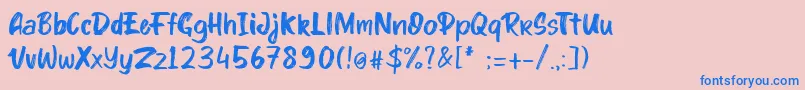 フォントkinder Boy font – ピンクの背景に青い文字