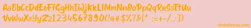 kinder Boy font Font – Orange Fonts on Pink Background