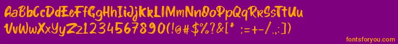 kinder Boy font Font – Orange Fonts on Purple Background