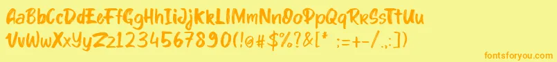 kinder Boy font Font – Orange Fonts on Yellow Background