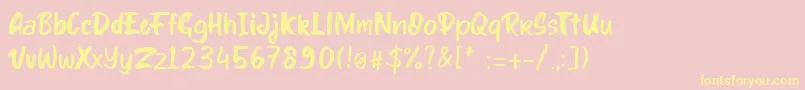 kinder Boy font Font – Yellow Fonts on Pink Background