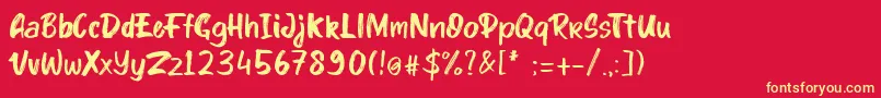 kinder Boy font Font – Yellow Fonts on Red Background